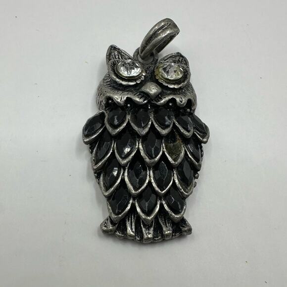 Unbranded Owl Pendant for Necklace Statement Piece Black Grey Pewter - Picture 2 of 7